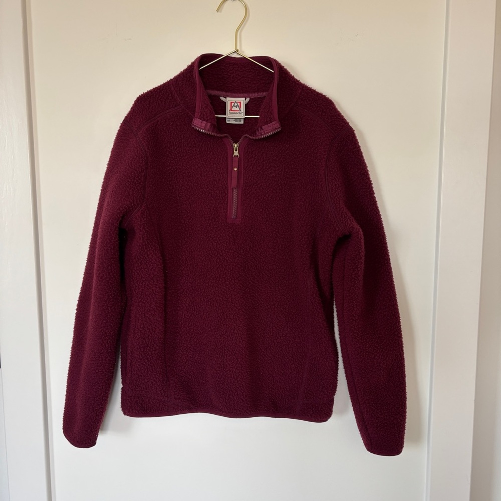 Avalanche Burgundy Quarter Zip Fleece Pullover | Cozy Outdoor Jacket | Size M